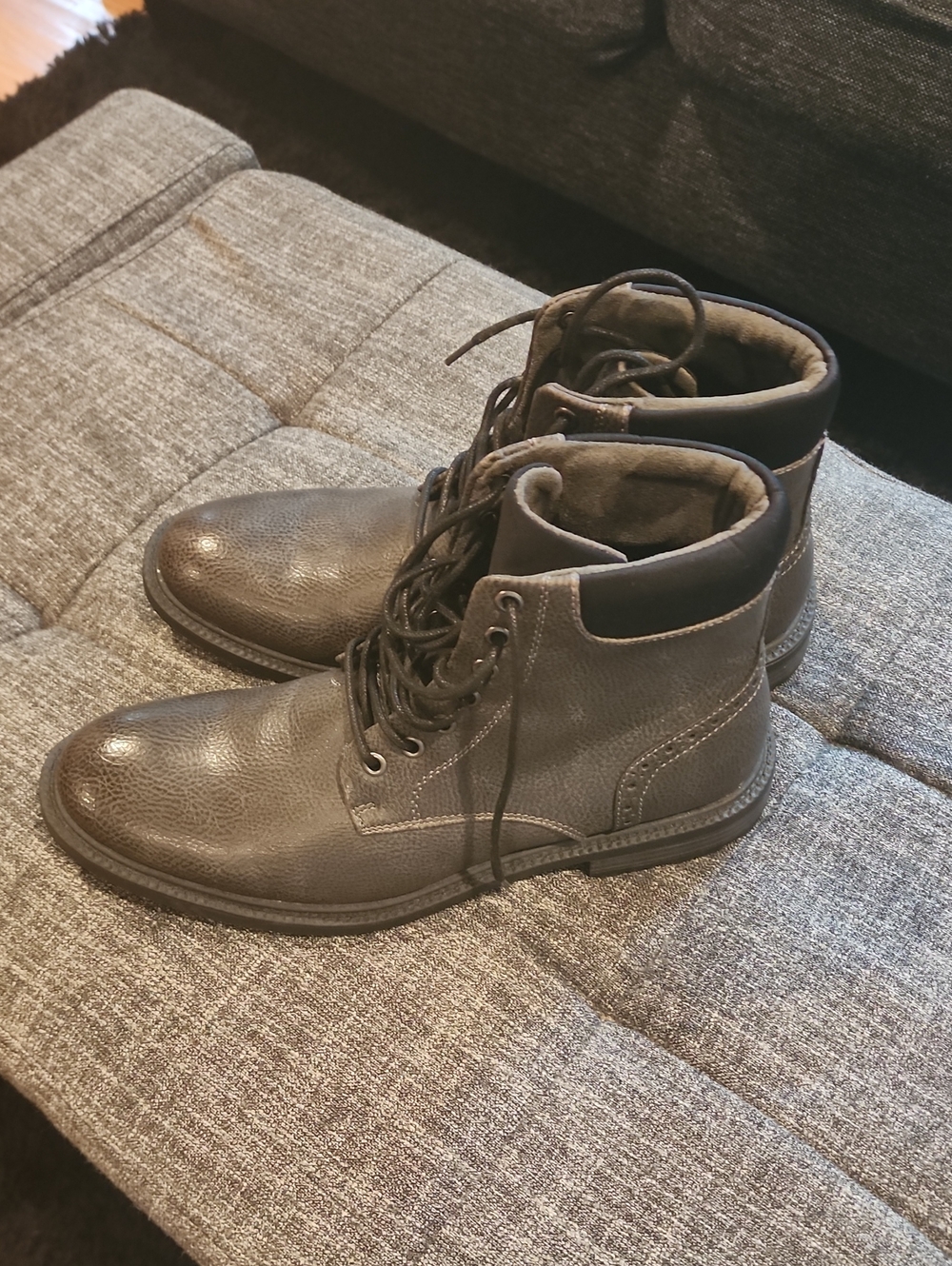 Unlisted Dark Gray Lace-Up Men's Leather Boots Size 9
